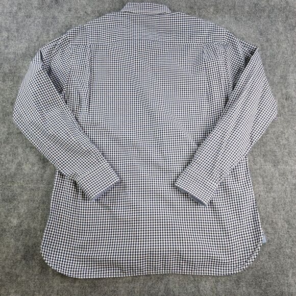 Johnston & Murphy Shirt Large Long Sleeve Blue Gingham Check Point Collar Tailor - Picture 9 of 10